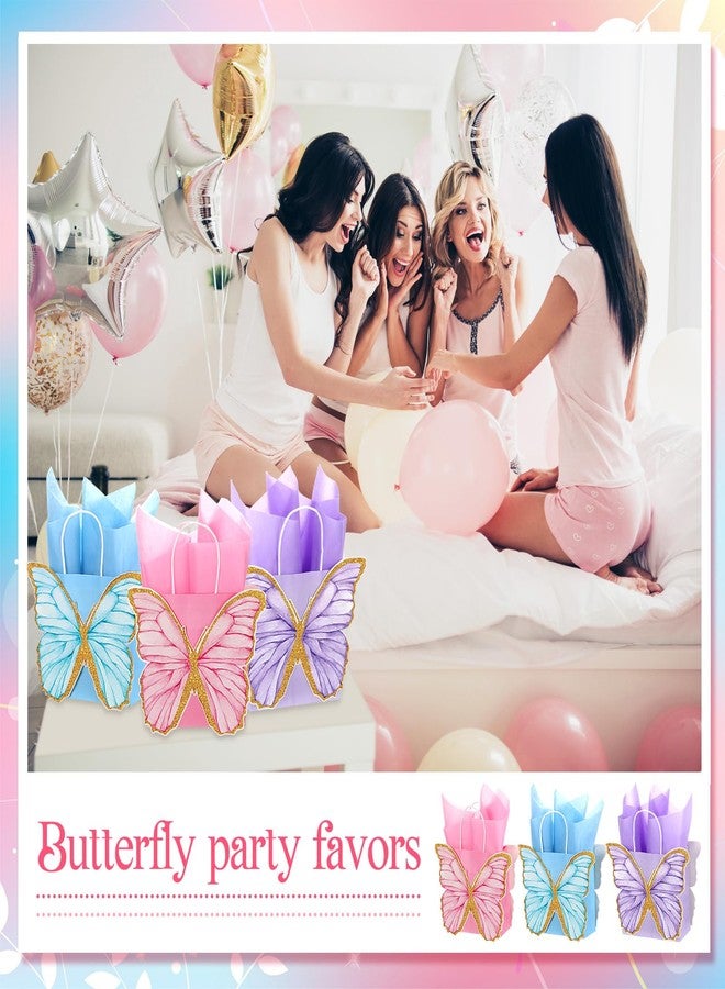 MotiMind 24 Pcs Butterfly Party Favor Bags with Tissues Paper Pink Purple Blue Butterfly Goodie Gift Paper Treat Candy Bags for Birthday Party Bridal Showers Supplies - Image 5